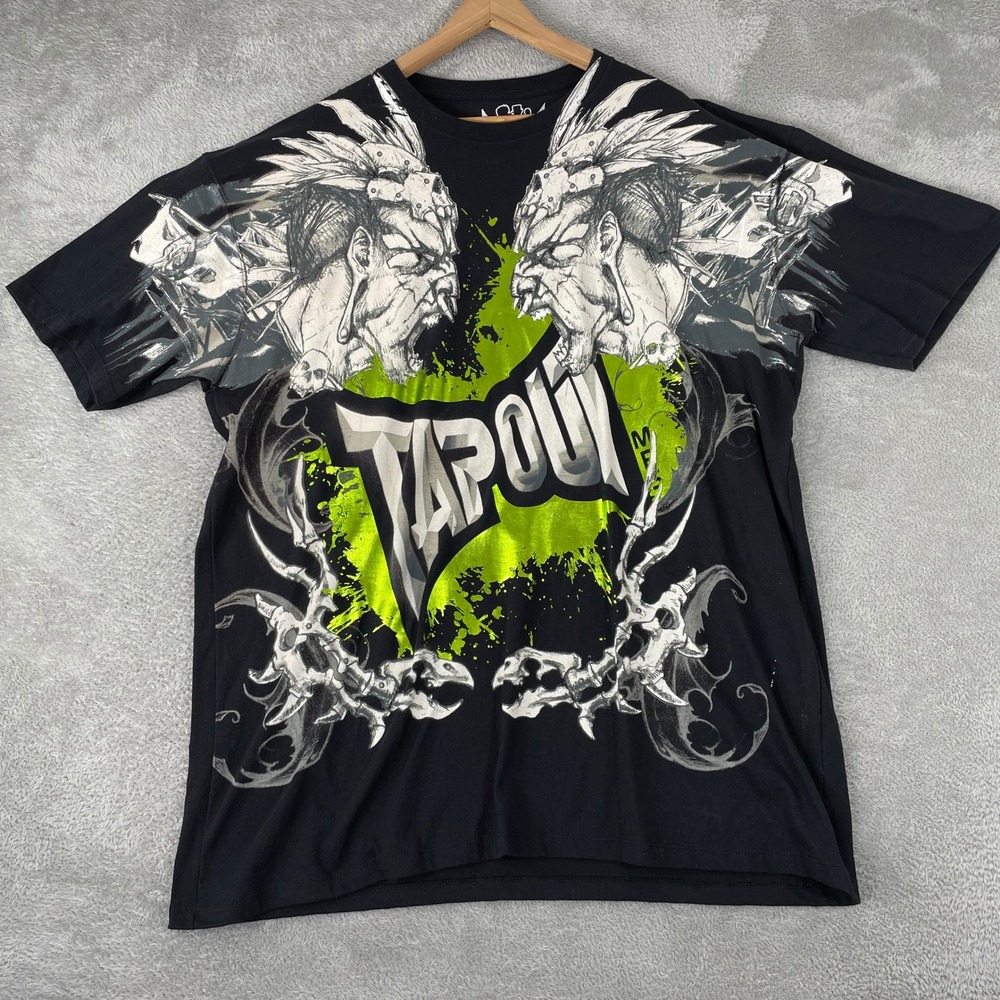Tapout Shirt Mens 2XL Black MMA Warrior All Over Print Y2K Affliction Style